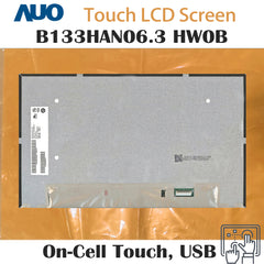 13.3“ On-Cell Touch, I²C/USB, Brand New 1920*1080 Laptop LCD Screen Module EDP 40Pins B133HAN06.3 HW0B