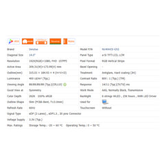 14.0“ No Touch 16:9 Innolux New 1920*1080 Laptop LCD Screen Module 800:1  EDP 30Pins N140HCE-G53