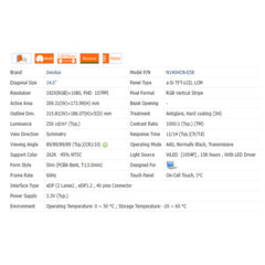 14.0“ On-Cell Touch, I²C 16:9 Brand New 1000:1 Innolux 1920*1080 Laptop LCD Screen Module EDP 40Pins N140HCN-EA1/E5B
