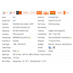 14.0“ No Touch 16:10 New 1920*1200 Laptop LCD Screen Module 1000:1  EDP 30Pins LP140WU1-SPH1/SPH2