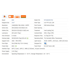 15.6“ On-Cell Touch, USB 16:9 Brand New BOE 1366*768 Laptop LCD Screen Module 500:1 EDP 40Pins NT156WHM-T00/2
