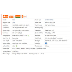 13.3“ 16:9 No Touch Brand New BOE 1920*1080 Laptop LCD Screen Module 800:1 EDP 30Pins NV133FHM-N53/54/52/5A/5T
