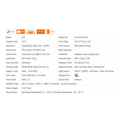 14.0“ No Touch 16:9 BOE New 1920*1080 Laptop LCD Screen Module 800:1  EDP 30Pins NV140FHM-N44/J/C/W/L